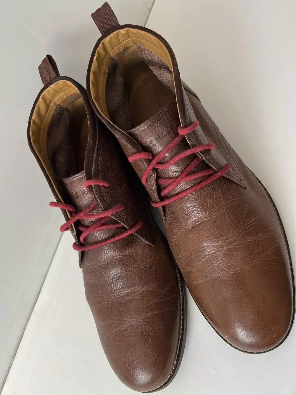 Cole Haan Boots Mens Size 11.5 Brown Leather Chukka Lace Up Ankle Casual Lined